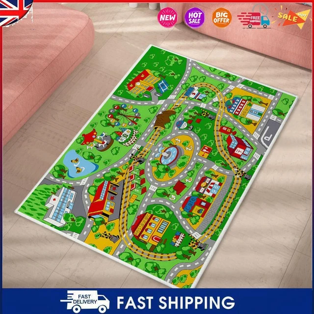 Kids Cartoon Carpet Rectangular Crawling Rug for Playroom Bedroom (60*90cm D) #C