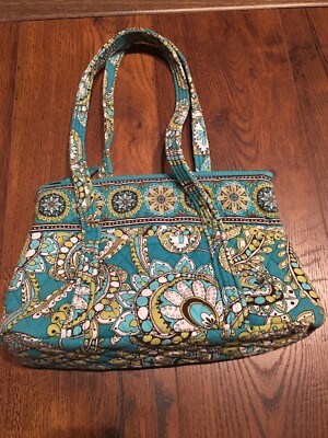 Vera Bradley retraité Teal Peacock Tote épaule sac à main 