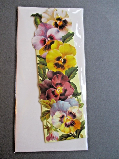 Art BOOKMARK Pansy Flowers Pansies Victorian Scrap Images Beryl Peters Archive