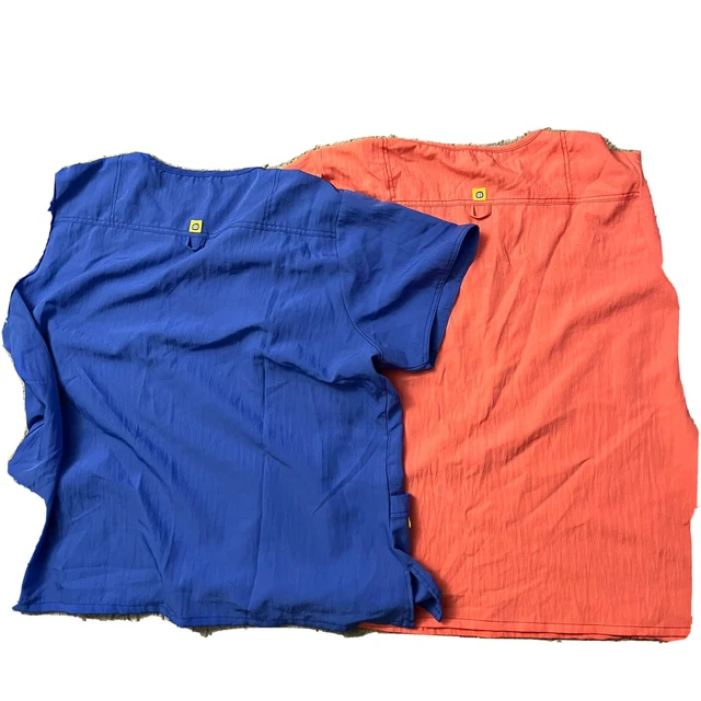 Bundle lot Of 2 Four Stretch Neck Scrub Top Women 3XL Blue & Orange Polyester
