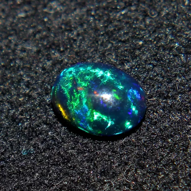 7x5 mm Natural Ethiopian Multi Fire Black Opal Oval Cabochon Loose Gemstone B-40