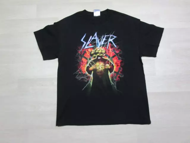 Vintage Slayer Band T Shirt (L) Y2K "Upside Down Cross" 2002 Tour Graphic Metal