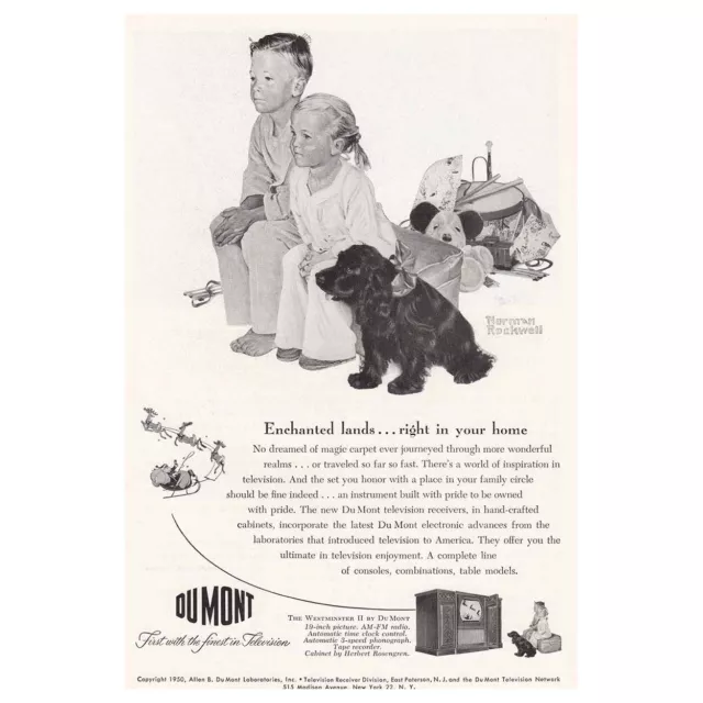 1950 DuMont Television: Enchanted Lands, Rockwell Vintage Print Ad