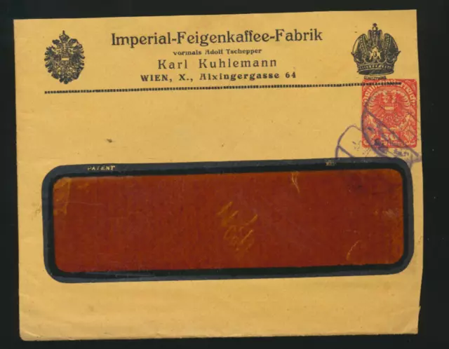 80 Heller Privat-Ganzsachenbrief 1920 aus Wien Imperial Feigenkaffee + Rechnung