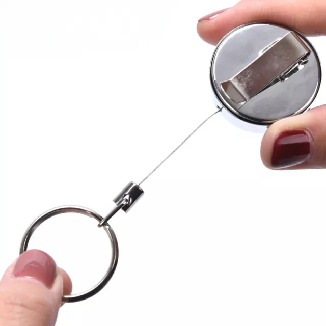 Heavy Duty Retractable Key Reel  Recoil Cord Key Ring Pull Chain Belt Cli-~F