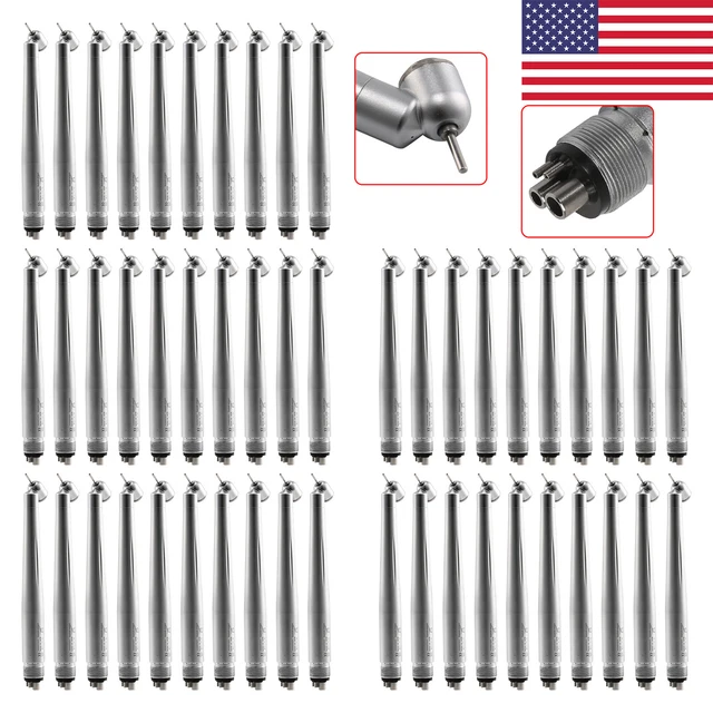 50* Dental 45 Degree Fast High Speed Handpiece Air Turbine Push Button 4-holes