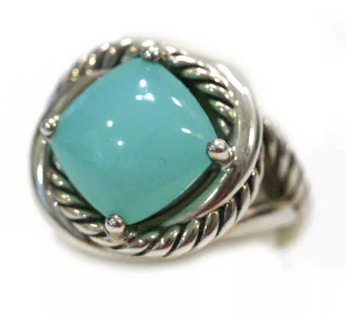 DAVID YURMAN NEW Infinity Aqua Chalcedony Silver Ring 11mm 6
