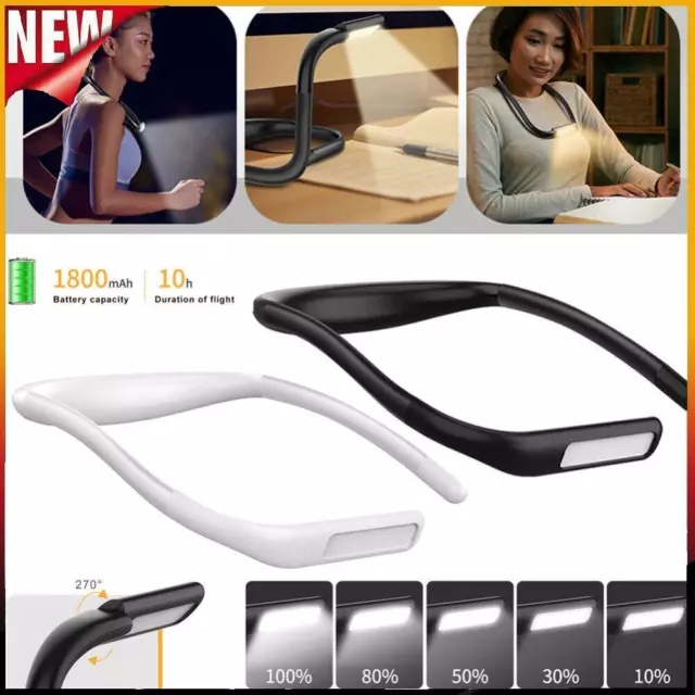 USB Rechargeable LED Neck Light Dimmable Book Reading Hug Lamp Torch Flexible