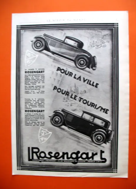 Publicite De Presse Rosengart Automobile Pour La Ville Pour Le Tourisme Ad 1931