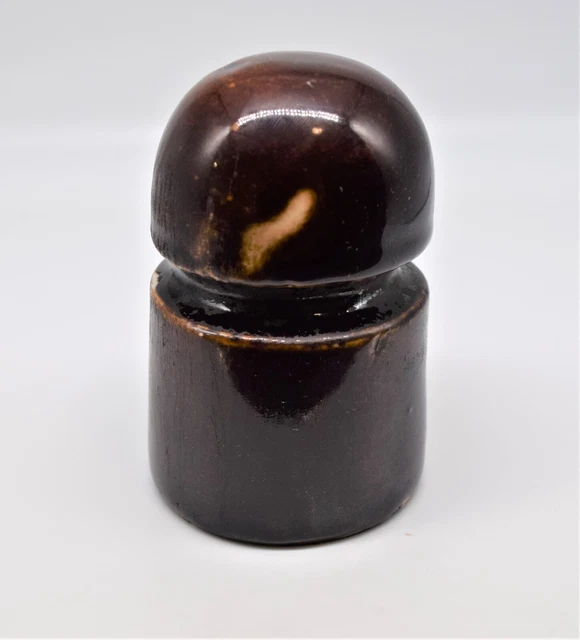 Vintage Brown Glazed Porcelain Insulator – Unmarked - 3.25” Tall x 2.25” Wide