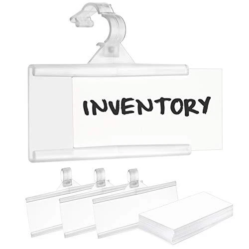 Pack of 100 – Plastic Wire Shelf Label Holder, Sign and Ticket Holder, Easy C...