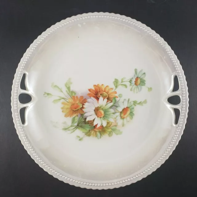 Floral Vintage Porcelain Plate Koenigszelt Silesia Germany 2 Handles 9½" 1930's
