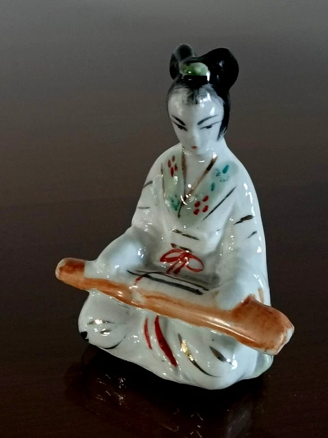 ANCIENNE POUPÉE GEISHA Japonaise En Kimono Orange-tête Et Mains En