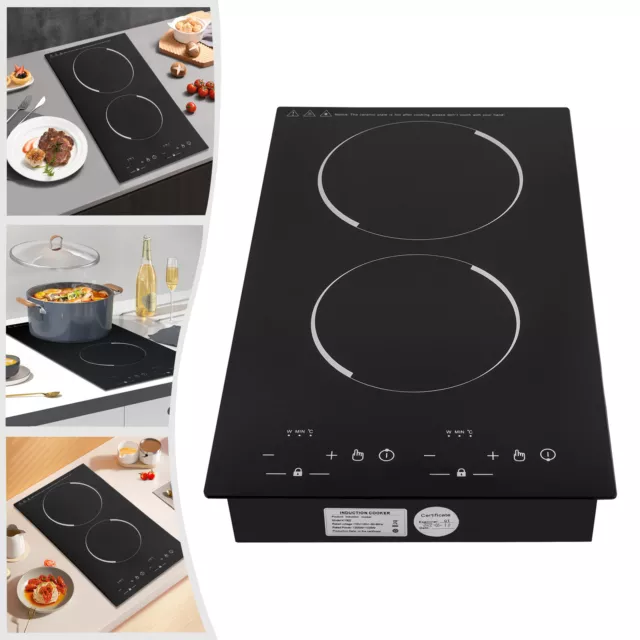 Induction Cooktop Electric Cooktop 2 Burner Glass Cooktop Stove 110V 4000W Touch