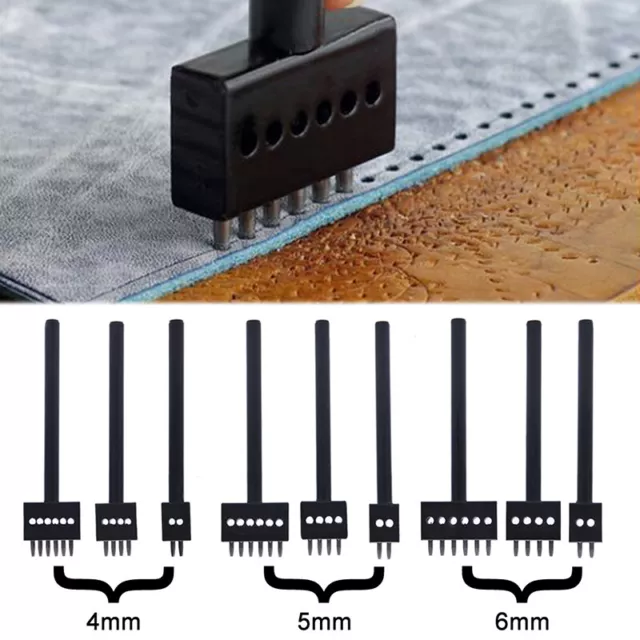 Leather Rope Rounding Tool DIY LEATHER ROUND Row Punching Tool 4/5/6mm Spacing Hole Punches ...