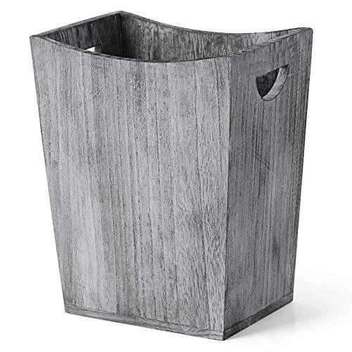 Office Trash Can Wood Wastebasket Farmhouse Style Rustic Wood Trash Can With Han