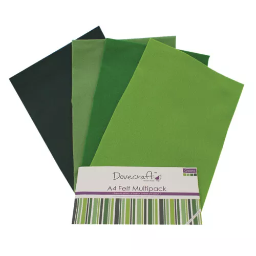 Paquete múltiple de fieltro Dovecraft A4 - verdes