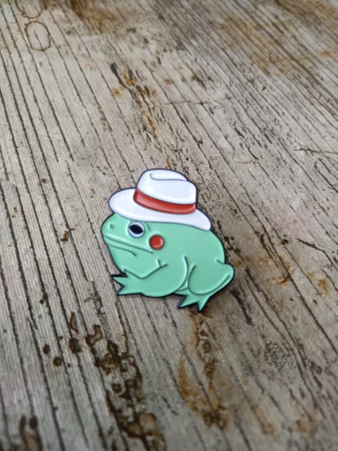 Cute Frog With White Hat Enamel Pin Badge Broach Cute Unique