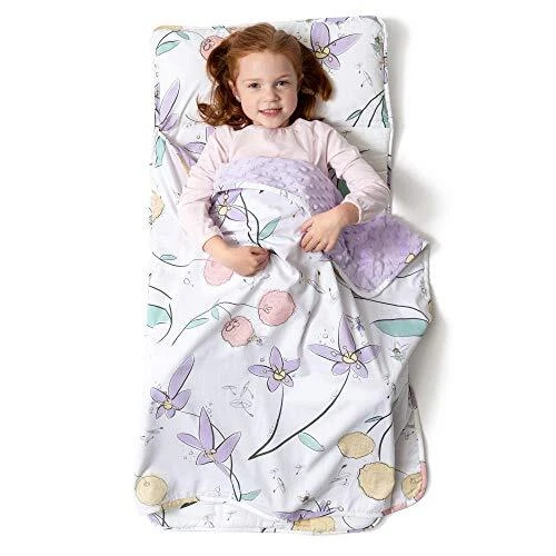 - Alfombra de siesta para niños pequeños - saco de dormir para niños con flores de hadas extraíbles