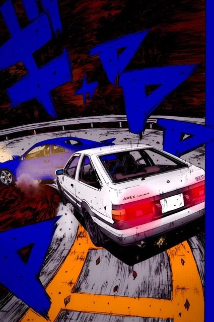 Plaque Murale Métal – Manga Initial D – 30 X 20 Cm – Décoration Chambre