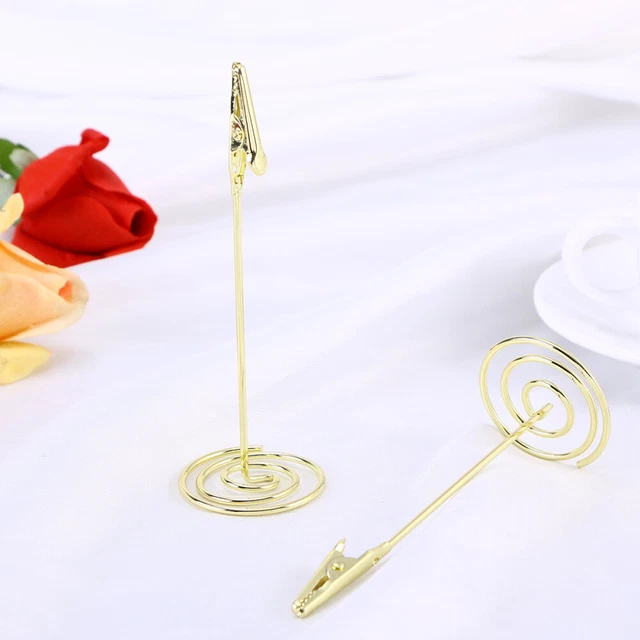 Supporto fotografico 11,5 cm in filo morsetti per tovaglia rosa champagne