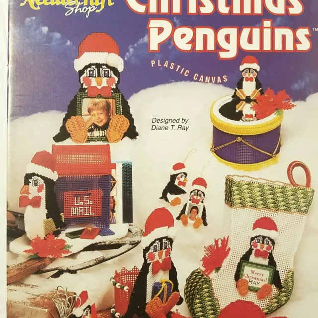 The Needlecraft Shop Plastic Canvas Christmas Penguins Stocking 1992 #953349 NEW 3