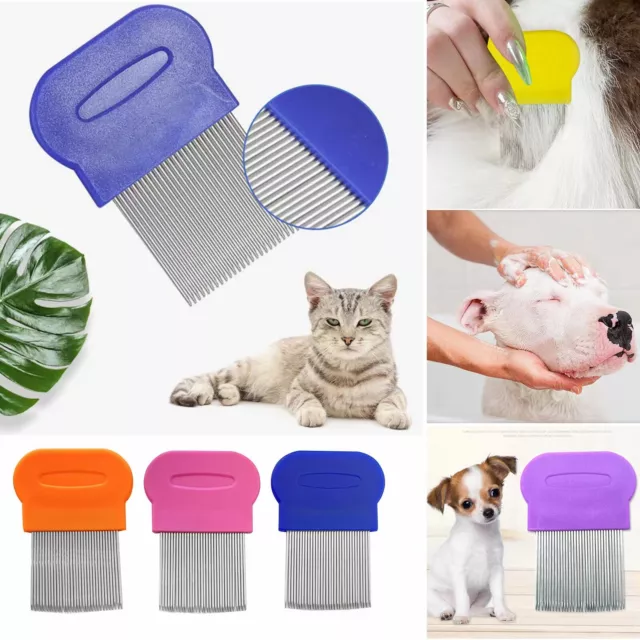 2X Metal Head Lice Comb Fine Tooth Pet Dog Cat Flea Hair Kids Nit Eggs Removal