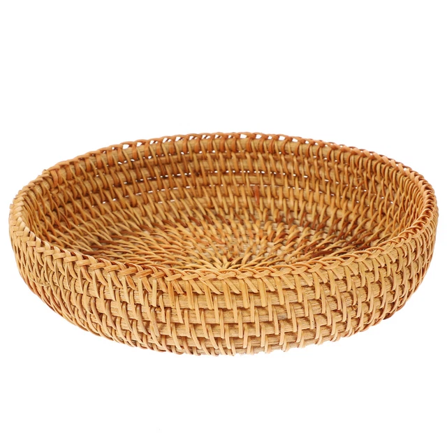 Xshelley Cestino rotondo in bambù con coperchio, verdura/frutta, pane, cestino portaoggetti (42 cm di diametro