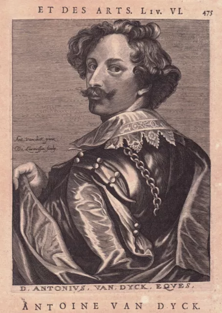 Portrait XVIIe Antoine van Dyck Peintre Graveur Antoon van Dyck Larmessin  1682