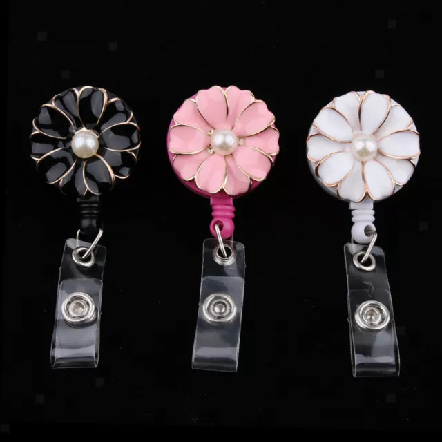 3er Blumen Einziehbare Kartenhalter ID Card Badge Clips Ausweisjojo