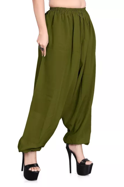 Vert Olive Couleur Mousseline Sarouel Pantalon Ventre Danse Pur Yoga C14