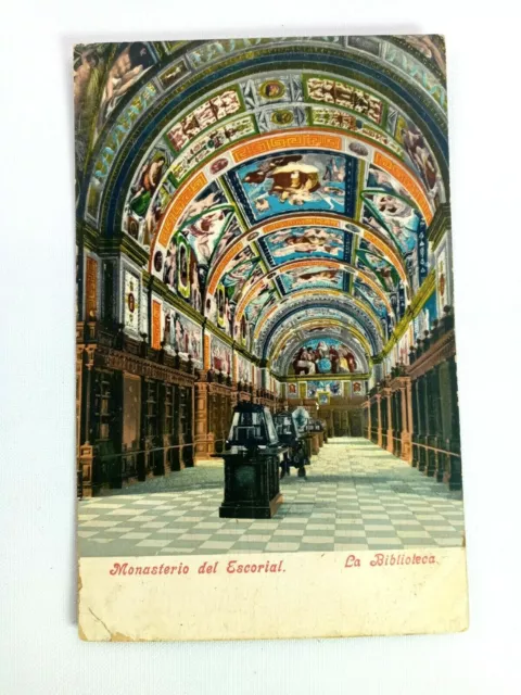 Vintage Postcard Monasterio del Escorial La Biblioleca Spain Library