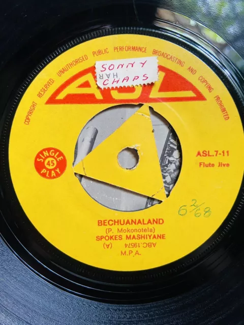 Spokes Mashiyane ‎– Bechuanaland/ Basutoland - Afrobeat- Southern Rhodesia Press