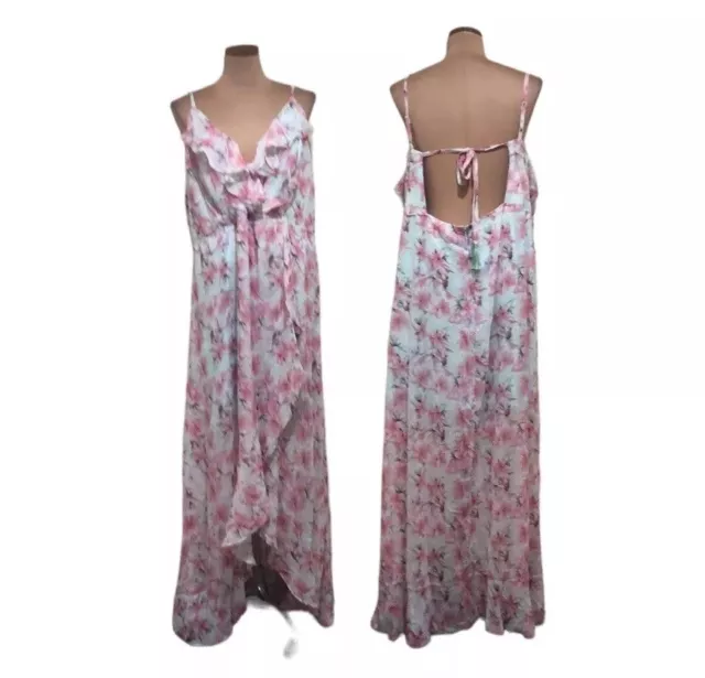 NWT Fashion Nova Grow Matter What Maxi Dress Size 3X Pastel Blue Pink Floral