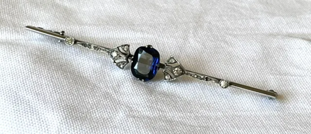 French Edwardian  Silver & Synthetic Sapphire Brooch - Achille Forget Paris ?