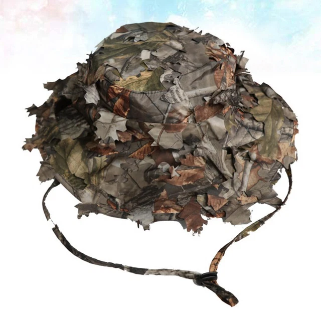Simulation Jungle Leaf FIshing Hat Outdoor Big Cap Sangle réglable Sun Block Hat