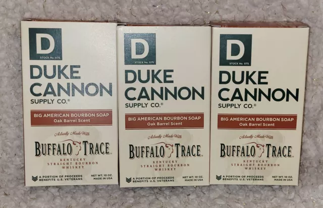 New DUKE CANNON Big American BOURBON Soap Lot Of 3 Oak Barrel Scent