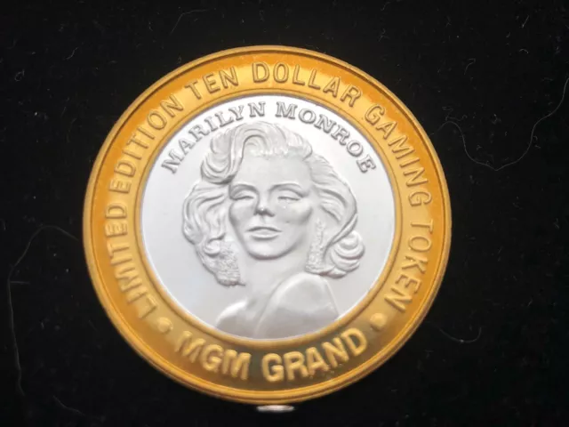 MGM GRAND Las Vegas $10 TEN Dollar Gaming Token .999 Fine Silver Marilyn MONROE