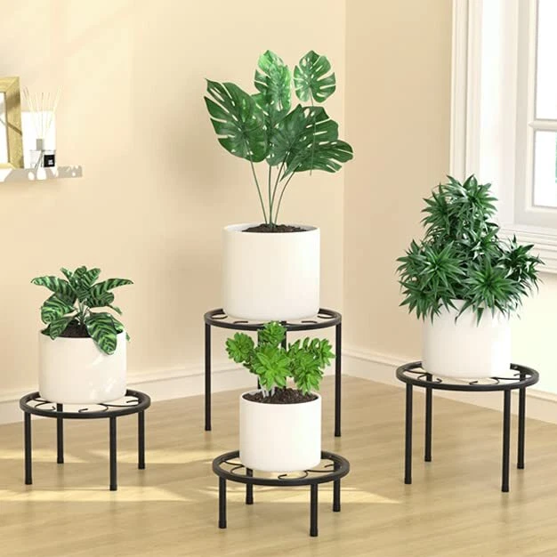 4-Pack Metal Plant Stand for Outdoor Indoor Plants, Anti-Rust Iron Plant Pot