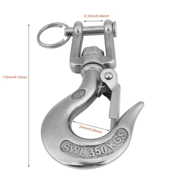 Gancio a scatto catena di sollevamento occhi acciaio inox 350 kg carico di lavoro