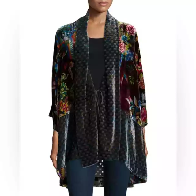 JOHNNY WAS Dream Velvet Silk Multi Print Kimono Size Large