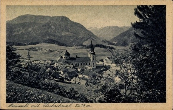 Ak Mariazell Steiermark, Ansicht mit Hochschwab - 3794531