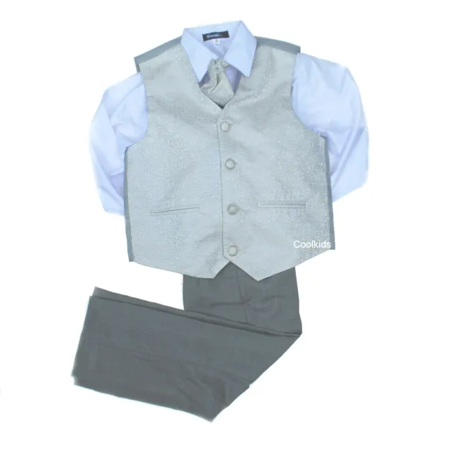 Boys Suit 4 Piece  Waistcoat Grey Suit Pageboy Party Formal Wedding, 5 years