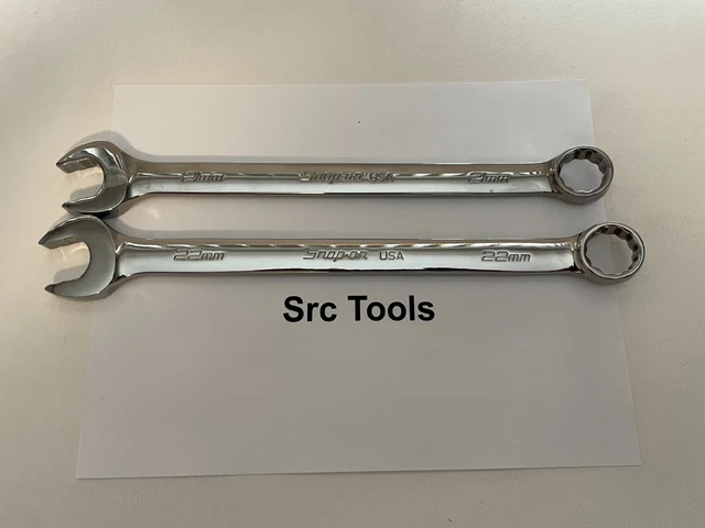 Snap-on Outils Neuf 2pc 21 & 22 Métrique Flanc Lecteur + Combinaison Clé Lot Set