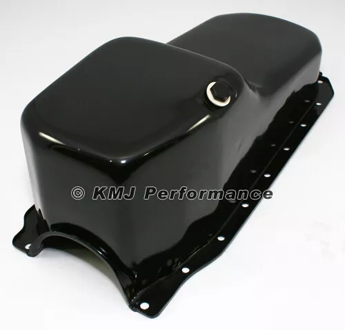 86-02 SBC Chevy Black Oil Pan - Stock Capacity 305 350 5.7 Vortec 1 pc Rear Main