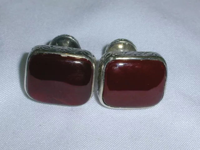 Rare- Konstantino Sterling 18K White Gold Filigree Design Carnelian Cufflinks! 2