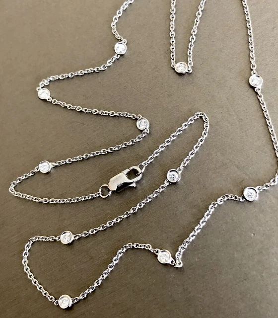 18ct White Gold solitaire Diamond Necklace 0.50ct Station By The Yard 18inch