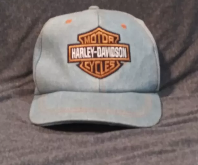 Vintage Harley Davidson Denim Hat  Adjustable Strapback
