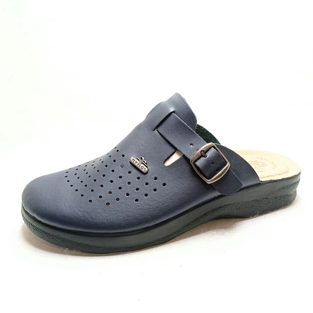 Zoccolo In Legno E Pelle Fatto In Italia - Suola In Gomma Antiscivolo, Tomaia Forata, Stile Classico - Foto 8