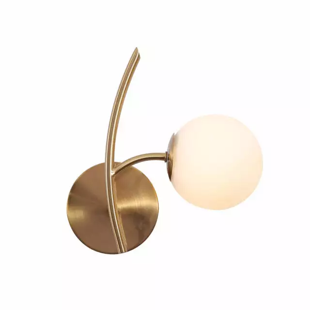 Gold Aluminium Bronze Metal Opal Glass Globe Wall Light with G9 Fitting